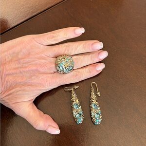 Alexis Bittar Gold and Blue Jewelry Set